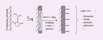 Graphical abstract: Preparation of reactive surfaces by electrografting