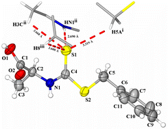 Graphical abstract: Competitive N–H⋯O [[double bond, length half m-dash]] C and N–H⋯S [[double bond, length half m-dash]] C hydrogen bonding in alanine dithiocarbamates