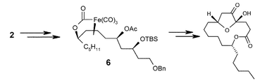 Graphical abstract: Synthesis of (−)-Gloeosporone, a fungal autoinhibitor of spore germination using a π-allyltricarbonyliron lactone complex as a templating architecture for 1,7-diol construction