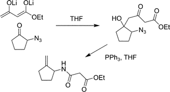 Graphical abstract: Domino ‘Staudinger–aza-Wittig–1,5-phosphonium-rearrangement–fragmentation’ reactions of 1-azido-2-hydroxy-4,6-dioxohexanes