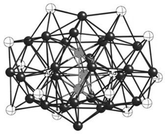Graphical abstract: Nanosized Au2Pd41(CO)27(PEt3)15 containing two geometrically unprecedented 13-coordinated Au-centered (μ13-Au)Pd13 polyhedra connected by triangular face-sharing and three interpenetrating 12-coordinated Pd-centered (μ12-Pd)Au2Pd10 icosahedra: geometrical change in centered polyhedra induced by Au/Pd electronegativity-mismatch