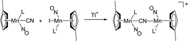 Graphical abstract: Bi- and poly-metallic cyanide-bridged complexes of the redox-active cyanomanganese nitrosyl unit [Mn(CN)(PR3)(NO)(η-C5H4Me)]