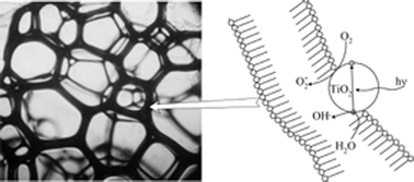 Graphical abstract: Heterogeneous photocatalysis in titania-containing liquid foam