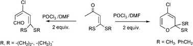 Graphical abstract: A novel and facile synthesis of dienals and substituted 2H-pyrans via the Vilsmeier reaction of α-oxo-ketenedithioacetals