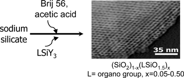 Graphical abstract: A versatile pathway for the direct assembly of organo-functional mesostructures from sodium silicate