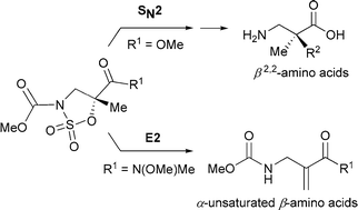 Graphical abstract: SN2 vs. E2 on quaternary centres: an application to the synthesis of enantiopure β2,2-amino acids