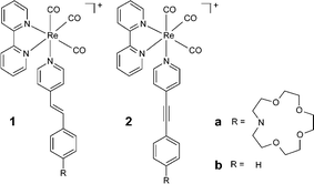 Graphical abstract: Cation sensors containing a (bpy)Re(CO)3 group linked to an azacrown ether via an alkenyl or alkynyl spacer: synthesis, characterisation, and complexation with metal cations in solution