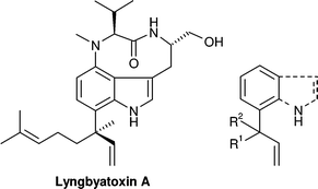 Graphical abstract: Studies of the formation of all-carbon quaternary centres, en route to lyngbyatoxin A. A comparison of phenyl and 7-substituted indole systems