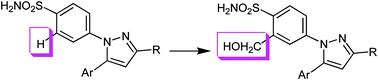 Graphical abstract: 2-Hydroxymethyl-4-[5-(4-methoxyphenyl)-3-trifluoromethyl-1H-1-pyrazolyl]-1-benzenesulfonamide (DRF-4367): an orally active COX-2 inhibitor identified through pharmacophoric modulation