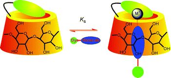 Graphical abstract: Cooperative molecular recognition of dyes by dyad and triad cyclodextrin–crown ether conjugates