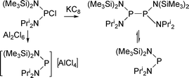 Graphical abstract: Structures of the radical P[N(SiMe3)2](NPri2), its dimer, cation and chloro derivative