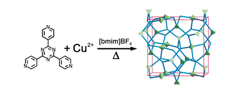 Graphical abstract: Three-dimensional metal–organic framework with (3,4)-connected net, synthesized from an ionic liquid medium