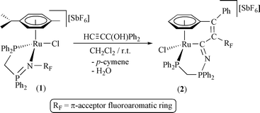 Graphical abstract: A new class of tethered-arene ruthenium(ii) complexes with pendant P and C donor atoms: synthesis of η6:η1:η1 phosphonio-azabutadienyl ruthenabicycles via allenylidene intermediates