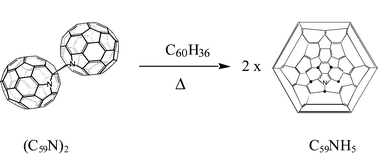 Graphical abstract: Hydrogen storage on fullerenes: hydrogenation of C59N˙ using C60H36 as the source of hydrogen