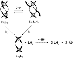 Graphical abstract: Proton-assisted dissociation of a triple-stranded dinuclear europium helicate