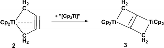 Graphical abstract: Reduction of 1,4-dichlorobut-2-yne by titanocene to a 1,2,3-butatriene. Formation of a 1-titanacyclopent-3-yne and a 2,5-dititanabicyclo[2.2.0]hex-1(4)-ene