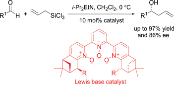 Graphical abstract: The first series of chiral 2,2′:6′,2″-terpyridine tri-N-oxide ligands for Lewis base-catalyzed asymmetric allylation of aldehydes