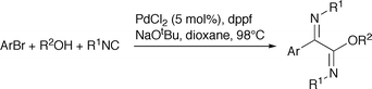 Graphical abstract: Synthesis of α-iminoimidates by palladium catalysed double isonitrile insertion