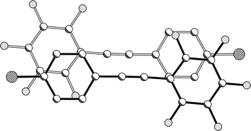 Graphical abstract: The synthesis and crystal structures of halogenated tolans p-X–C6H4–C [[triple bond, length as m-dash]] C–C6F5 and p-X–C6F4–C [[triple bond, length as m-dash]] C–C6H5 (X = F, Cl, Br, I)