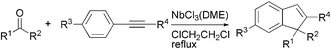 Graphical abstract: Low-valent Nb(iii)-mediated synthesis of 1,1,2-trisubstituted-1H-indenes from aliphatic ketones and aryl-substituted alkynes