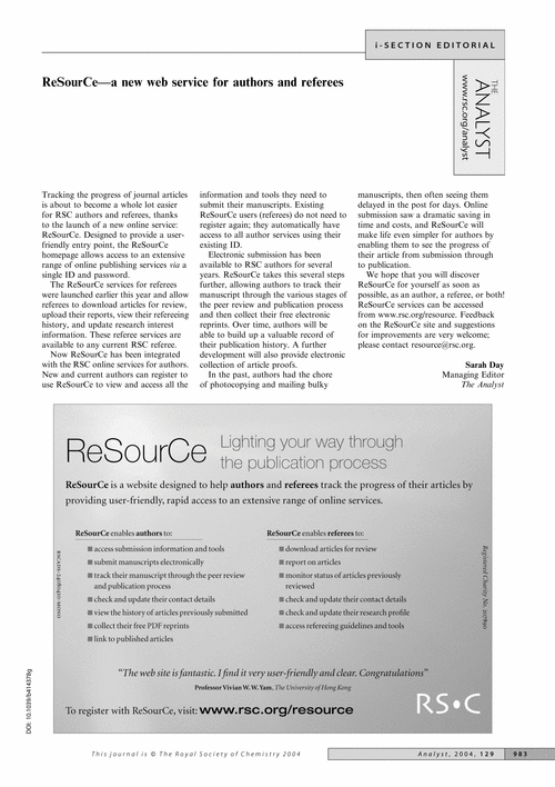 ReSourCe—a new web service for authors and referees