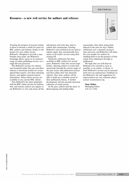 Resource—a new web service for authors and referees