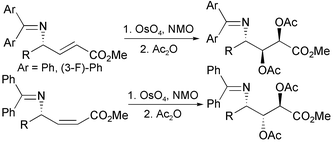 Graphical abstract: Stereoselective dihydroxylation reactions of γ-amino-α,β-unsaturated esters via their aryl ketimine derivatives