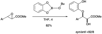 Graphical abstract: Mild metal-free syn-stereoselective ring opening of activated epoxides and aziridines with aryl borates