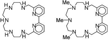 Graphical abstract: Co(ii) and Cd(ii) complexation with two dipyridine-containing macrocyclic polyamines in water and dimethyl sulfoxide