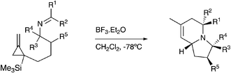 Graphical abstract: Lewis acid mediated endo-cyclisation of trimethylsilylmethylenecyclopropyl imines—a stereoselective route to indolizidines