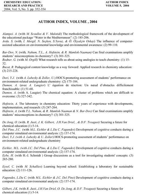 Author Index Volume 04 Chemistry Education Research And Practice Rsc Publishing