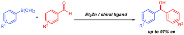 Graphical abstract: Catalytic enantioselective arylation of aldehydes: boronic acids as a suitable source of transferable aryl groups