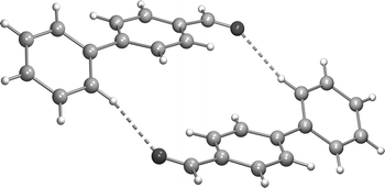 Graphical abstract: C–H⋯O Hydrogen bonding in 4-phenyl-benzaldehyde: A comprehensive crystallographic, spectroscopic and computational study