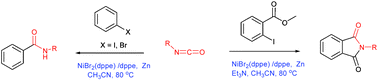 Graphical abstract: Nickel-catalyzed coupling of isocyanates with 1,3-iodoesters and halobenzenes: a novel method for the synthesis of imide and amide derivatives