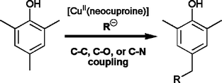 Graphical abstract: Selective copper(ii)-mediated oxidative coupling of a nucleophilic reagent to the para-methyl group of 2,4,6-trimethylphenol