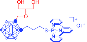 Graphical abstract: A highly water-soluble platinum(ii) complex containing a thiopropyl-1,2-dicarba-closo-dodecaborane(12) ligand functionalised with a pendant glycerol group