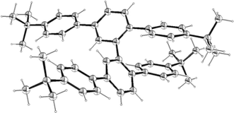 Graphical abstract: Synthesis and spectroscopy of an oligophenyl based cruciform with remarkable π–π assisted folding