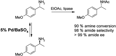 Graphical abstract: Efficient dynamic kinetic resolution of secondary amines with Pd on alkaline earth salts and a lipase
