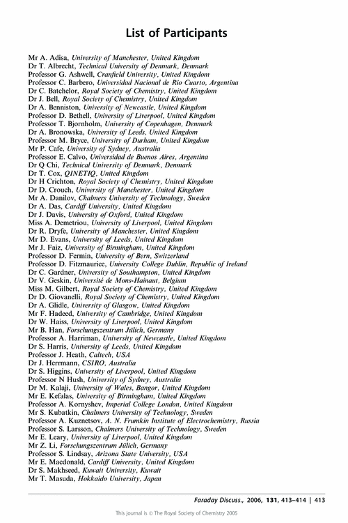 List of participants