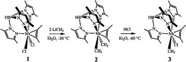 Graphical abstract: Synthesis and structural characterisation of [TpMe2Nb(CH3)2(CH3C [[triple bond, length as m-dash]] CCH3)] and [TpMe2NbCl(CH3)(CH3C [[triple bond, length as m-dash]] CCH3)]: is there an intrinsic α-agostic interaction in alkyl complexes of the [TpMe2Nb(alkyne)] moiety?