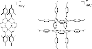 Graphical abstract: Control of molecular architecture by steric and electronic factors: dinuclear side-by-side vs. tetranuclear [2 × 2] grid-type silver(i) complexes