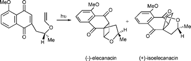 Graphical abstract: The enantioselective synthesis of elecanacin through an intramolecular naphthoquinone-vinyl ether photochemical cycloaddition