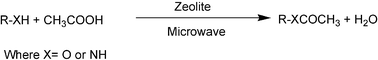 Graphical abstract: Zeolite catalyzed acylation of alcohols and amines with acetic acid under microwave irradiation