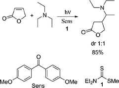 Graphical abstract: Thiocarbonyl compounds as regulating reagent in the radical addition of tertiary amines with alkenes using photoelectron transfer conditions