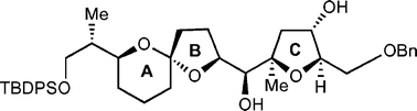 Graphical abstract: Synthesis of the ABC tricyclic fragment of the pectenotoxins via stereocontrolled cyclization of a γ-hydroxyepoxide appended to the AB spiroacetal unit