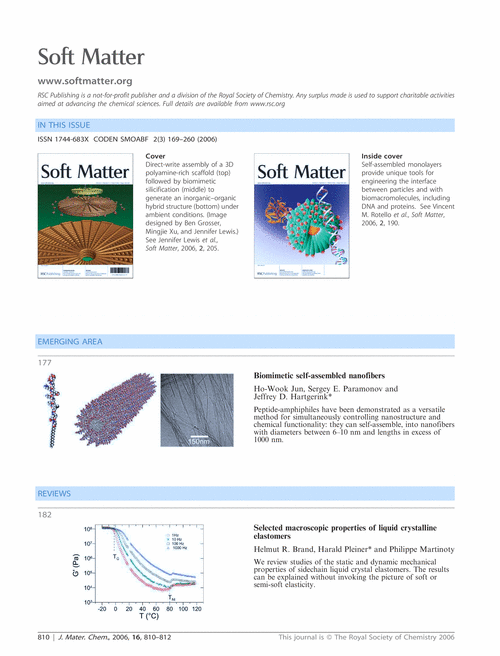 Soft Matter issue 3 contents pages free access to J. Mater. Chem