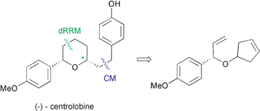 Graphical abstract: A concise synthesis of (−)-centrolobine via a diastereoselective ring rearrangement metathesis–isomerisation sequence