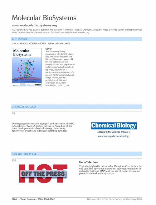 Molecular BioSystems issues 3 and 4 contents pages – free access to ChemComm subscribers