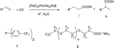 Graphical abstract: Hydrocarboxylation of terminal alkenes in supercritical carbon dioxide using perfluorinated surfactants