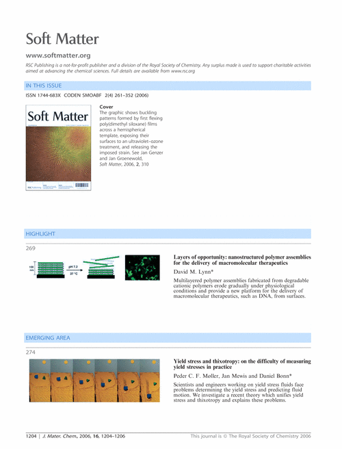 Soft Matter issue 4 contents pages free access to J. Mater. Chem